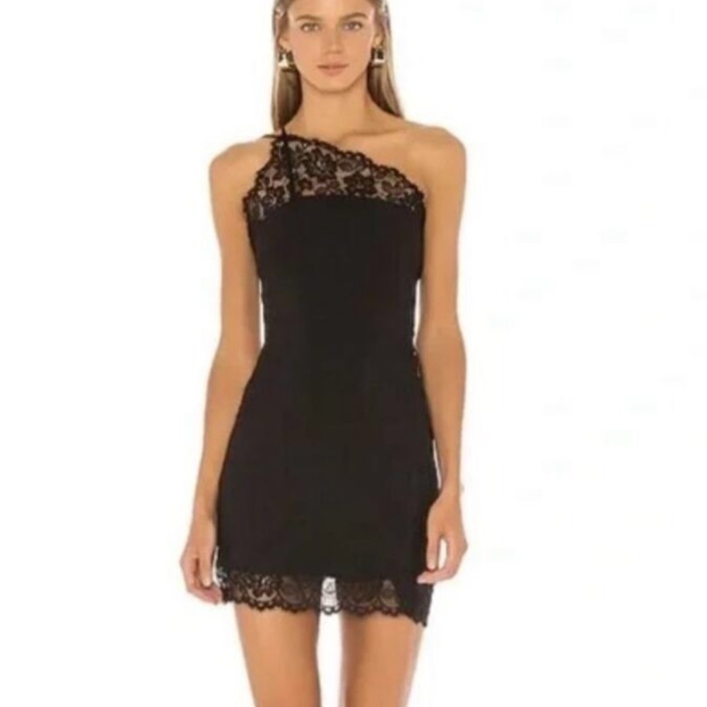 Free People lace dress sexy one shoulder black